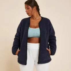 KIMJALY CHAQUETA M SHERPA YOGA GRIS OSCURO -Fitness cardio Ventas chaqueta m sherpa yoga azul marino