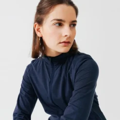 Kalenji Chaqueta Running Mujer Capucha Warm Azul Oscuro -Fitness cardio Ventas chaqueta running mujer capucha warm azul oscuro 3