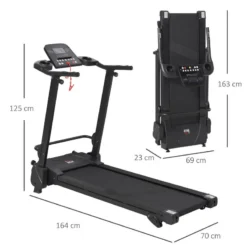 Cinta De Correr Plegable Con 5 Programas HOMCOM 164x70x125 Cm Negro -Fitness cardio Ventas cinta de correr plegable con 5 programas homcom 164x70x125 cm negro 2