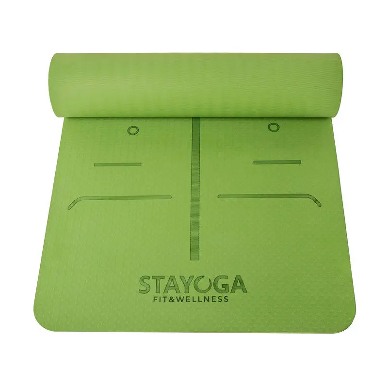 STAYOGA Esterilla De Yoga Antideslizante Alineaciones TPE Verde (Ecofrendly) 4 STAYOGA Esterilla De Yoga Antideslizante Alineaciones TPE Verde (Ecofrendly) - Imagen 2