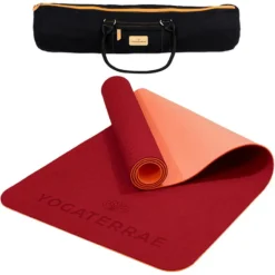 YOGATERRAE Esterilla De Yoga TPE Coral Bordeaux + Correa + Bolsa De Transporte