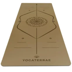 YOGATERRAE Esterilla Yoga Bronce Oliva En PU Y Caucho Natural Con MANDALA + LINEA DE CUERPO