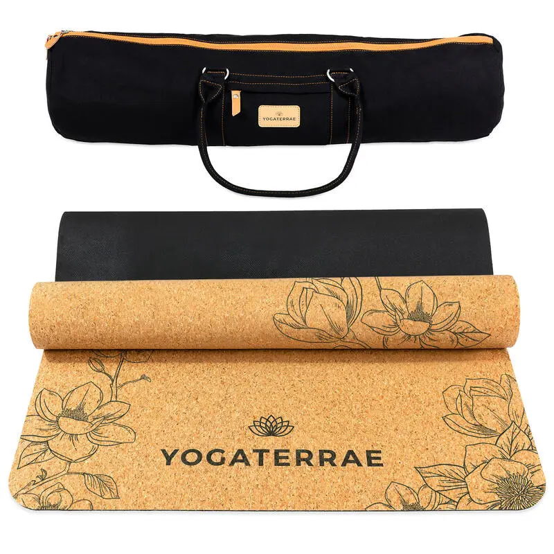 YOGATERRAE Esterilla Yoga Corcho Y Caucho Natural MAGNOLIAS + Correa + Bolsa De Transporte 3 YOGATERRAE Esterilla Yoga Corcho Y Caucho Natural MAGNOLIAS + Correa + Bolsa De Transporte