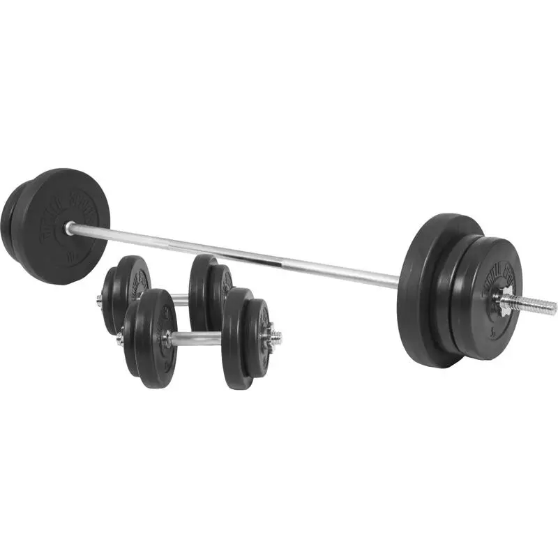 Kit De Musculación Gorilla Sports De 70Kg Discos De Plástico Y Barra De 170cm 3 Kit De Musculación Gorilla Sports De 70Kg Discos De Plástico Y Barra De 170cm