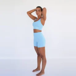 Leggings Mallas Fitness Cortos Sostenible Poliéster Mujer Fitplanet Dolphin Azul -Fitness cardio Ventas leggings mallas fitness cortos sostenible poliester mujer fitplanet dolphin azul 1