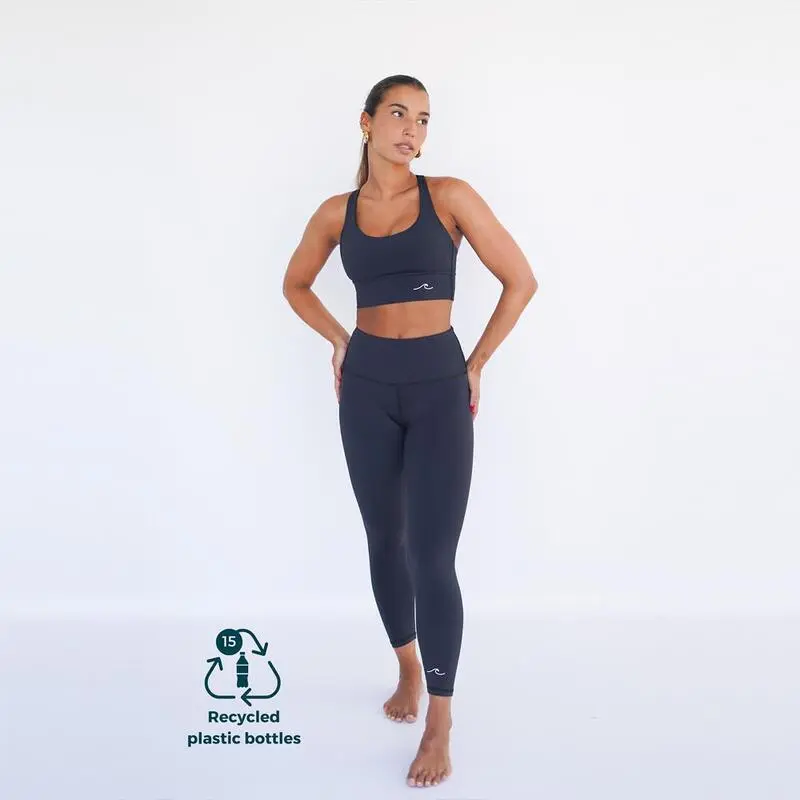 Leggings Mallas Fitness Largas Sostenibles Poliéster Mujer Fitplanet Ocean Negro 3 Leggings Mallas Fitness Largas Sostenibles Poliéster Mujer Fitplanet Ocean Negro