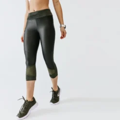 Kalenji Leggings Mallas Running Piratas Mujer Run Dry+ Feel Negro -Fitness cardio Ventas leggings mallas running piratas mujer run dry feel caqui