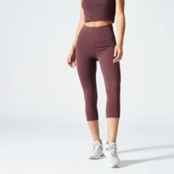 Domyos Mallas 7/8 Fitness 520 Mujer Marrón Caoba