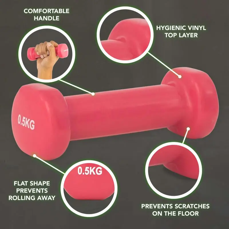 Tunturi Mancuernasancuernas 2 X 0,5 Kg - Vinilo - Rosa 4 Tunturi Mancuernasancuernas 2 X 0,5 Kg - Vinilo - Rosa - Imagen 2