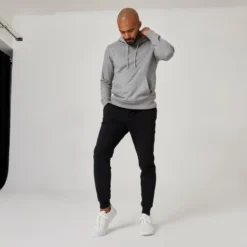 Pantalón Chándal Fitness Algodón Ajustado Hombre Domyos 500+ Negro -Fitness cardio Ventas pantalon chandal fitness algodon ajustado hombre domyos 500 negro 2