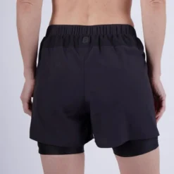 Kalenji Pantalón Corto 2 En 1 De Running Transpirable Mujer - Run Dry 500 Negro -Fitness cardio Ventas pantalon corto 2 en 1 de running transpirable mujer run dry 500 negro 4