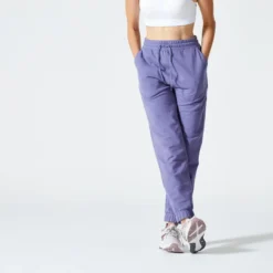 Pantalón Jogger Fitness Regular Algodón Mujer Domyos Avellana -Fitness cardio Ventas pantalon fitness 500 essential mujer violeta