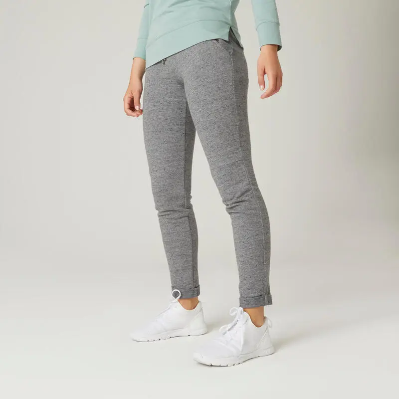 Pantalón Jogger De Fitness Domyos 500 De Mujer Gris Ajustado 3 Pantalón Jogger De Fitness Domyos 500 De Mujer Gris Ajustado