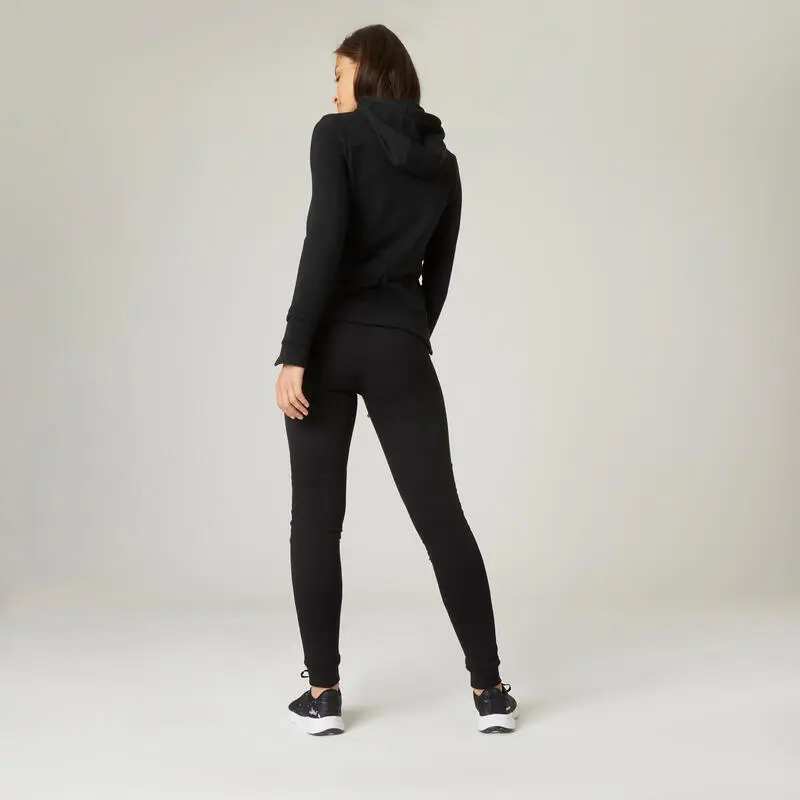 Pantalón Jogger Fitness Ajustado De Algodón Con Bolsillos Mujer Domyos 520 Negro 4 Pantalón Jogger Fitness Ajustado De Algodón Con Bolsillos Mujer Domyos 520 Negro - Imagen 2