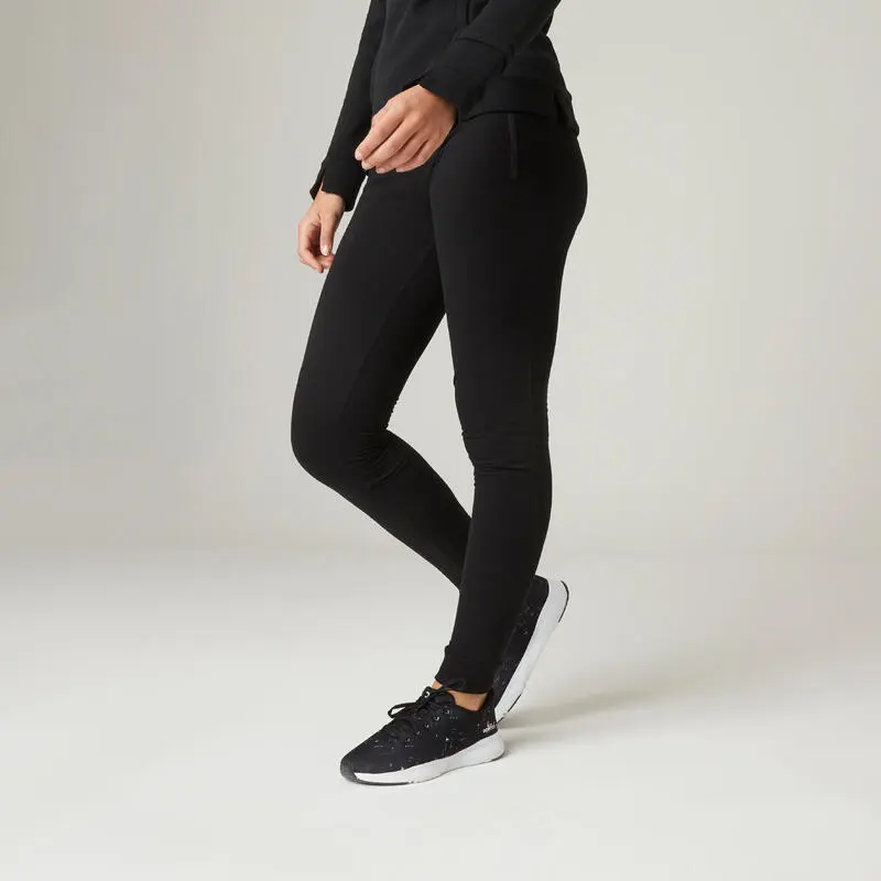 Pantalón Jogger Fitness Ajustado De Algodón Con Bolsillos Mujer Domyos 520 Negro 3 Pantalón Jogger Fitness Ajustado De Algodón Con Bolsillos Mujer Domyos 520 Negro