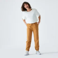 Pantalón Jogger Fitness Regular Algodón Mujer Domyos Avellana -Fitness cardio Ventas pantalon jogger fitness regular algodon mujer domyos avellana 1