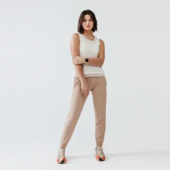 Kalenji Pantalón Running Transpirable Mujer Dry Beis -Fitness cardio Ventas pantalon running transpirable mujer dry beis 2