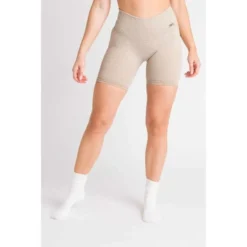 AESTHETIC WOLF Pantalones Cortos Compresivos 'Ribbbed Seamless' - Mujer - Beis