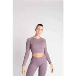 AESTHETIC WOLF 'Ribbbed Seamless' Top Acanalado Fitness - Mujer - Plum Roja -Fitness cardio Ventas ribbbed seamless top acanalado fitness mujer aster