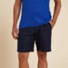 KIMJALY SHORT YOGA HOMBRE TELA LINO Y ALGODÓN AZUL ÍNDIGO -Fitness cardio Ventas short yoga hombre tela lino y algodon azul indigo