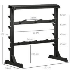 Soporte Para Barras Mancuernas Y Pesas HOMCOM 100x55x102 Cm Negro -Fitness cardio Ventas soporte para barras mancuernas y pesas homcom 100x55x102 cm negro 2