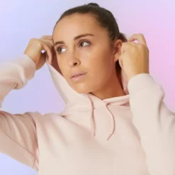 Sudadera Con Forro Polar Fitness Con Capucha Mujer Domyos 500 Rosa