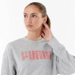 Sudadera Crop Top Puma Mujer Gris Algodón -Fitness cardio Ventas sudadera crop top puma mujer gris algodon 2