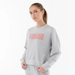 Sudadera Crop Top Puma Mujer Gris Algodón -Fitness cardio Ventas sudadera crop top puma mujer gris algodon 4