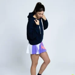 THE RUNNING REPUBLIC Sudadera De Cuello Redondo Con Capucha De Algodón De Mujer TRR Azul -Fitness cardio Ventas sudadera de cuello redondo con capucha de algodon de mujer trr azul 3