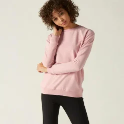 Sudadera Fitness Con Cuello Redondo De Mujer Domyos 100 Rosa