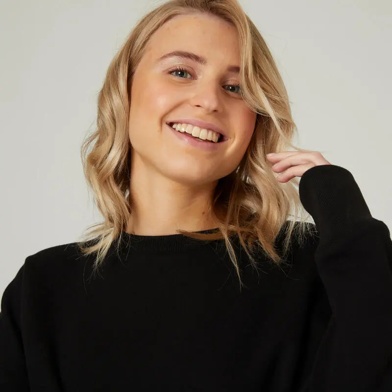 Sudadera Fitness Crop Top Domyos 520 Mujer Negro 7 Sudadera Fitness Crop Top Domyos 520 Mujer Negro - Imagen 5