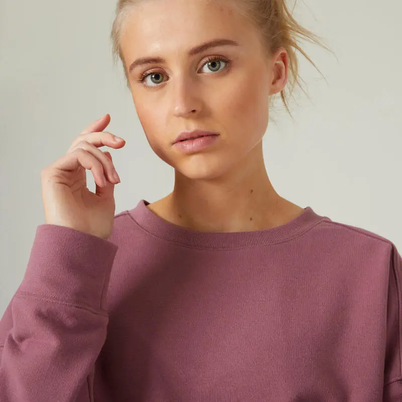 Sudadera Fitness Cuello Redondo Mujer Domyos 120 Uva 6 Sudadera Fitness Cuello Redondo Mujer Domyos 120 Uva - Imagen 4