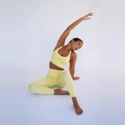 Top Deportivo Fitness Sostenible Poliéster Mujer Fitplanet Coral Amarillo -Fitness cardio Ventas top deportivo fitness sostenible poliester mujer fitplanet coral amarillo 4